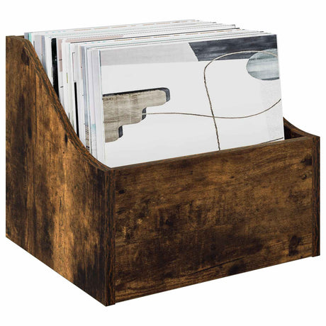 Vidaxl lp recorddoos gerookt eiken 37 x 33 x 32 cm bewerkt hout