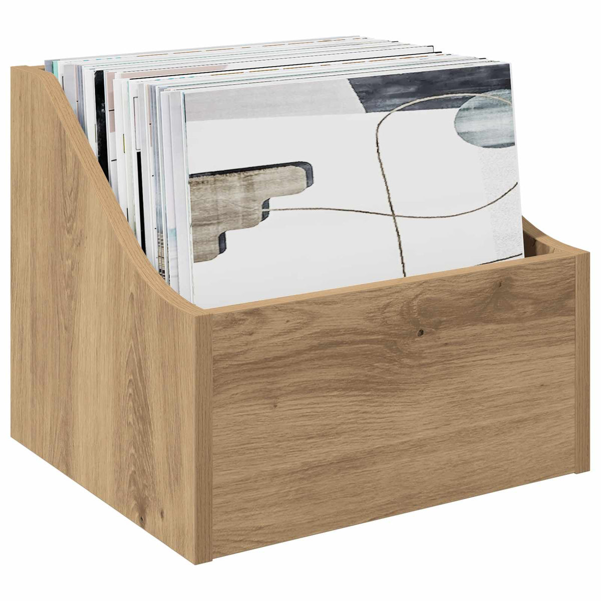 Vidaxl lp recorddoos artisanaal eiken 37 x 33 x 32 cm bewerkt hout