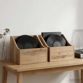 Vidaxl lp recorddoos 2 st artisanaal eiken 37 x 33 x 32 cm