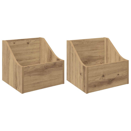 Vidaxl lp recorddoos 2 st artisanaal eiken 37 x 33 x 32 cm