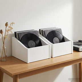 Vidaxl lp recorddoos 2 st wit 23 x 33 x 16 cm bewerkt hout