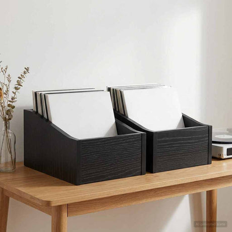 Vidaxl lp recorddoos 2 st zwart eiken 23 x 33 x 16 cm bewerkt hout