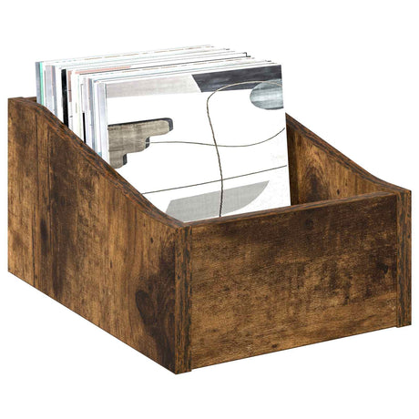 Vidaxl lp recorddoos gerookt eiken 23 x 33 x 16 cm bewerkt hout