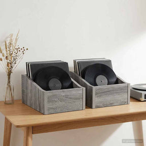 Vidaxl lp recorddoos 2 st grijs sonoma 23 x 33 x 16 cm bewerkt hout