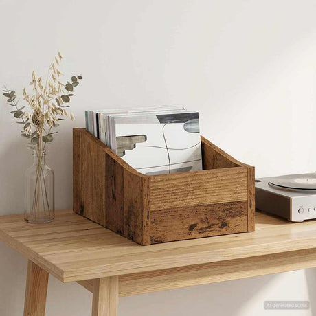 Vidaxl lp recorddoos oud hout 23 x 33 x 16 cm bewerkt hout
