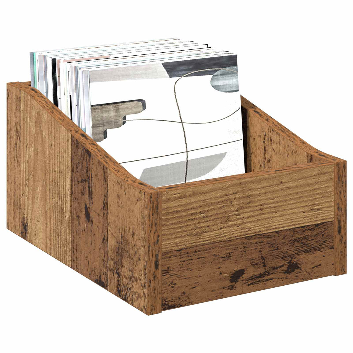 Vidaxl lp recorddoos 2 st oud hout 23 x 33 x 16 cm bewerkt hout