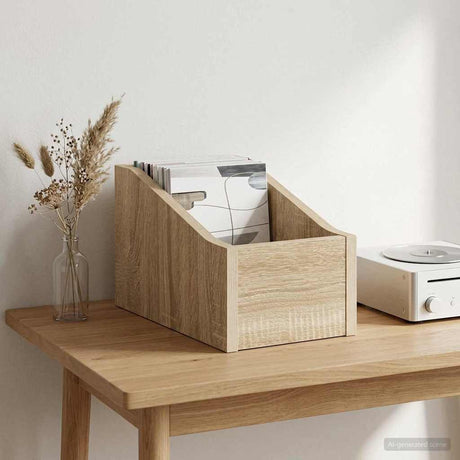 Vidaxl lp recorddoos sonoma eiken 18 x 32 x 18 cm bewerkt hout