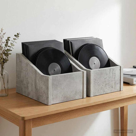 Vidaxl lp recorddoos 2 st betongrijs 18 x 32 x 18 cm bewerkt hout