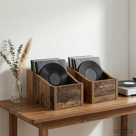 Vidaxl lp recorddoos 2 st oud hout 18 x 32 x 18 cm bewerkt hout