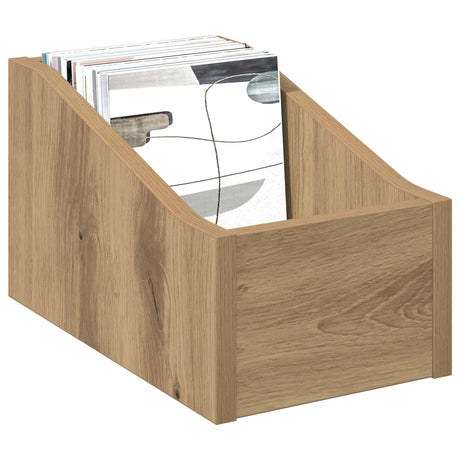 Vidaxl lp recorddoos artisanaal eiken 18 x 32 x 18 cm bewerkt hout