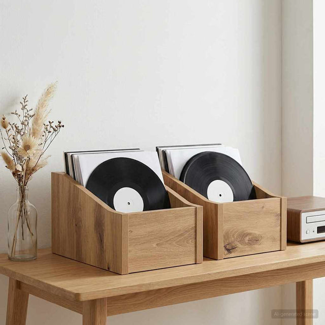Vidaxl lp recorddoos 2 st artisanaal eiken 18 x 32 x 18 cm