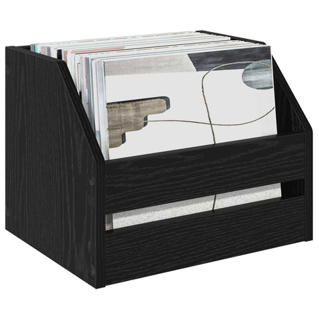 Vidaxl vinyl album doos 2 st zwart eiken 38 x 30 x 29 cm bewerkt hout