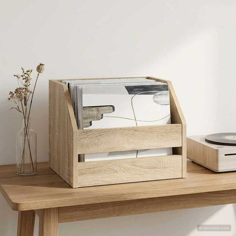 Vidaxl vinyl album doos sonoma eiken 38 x 30 x 29 cm bewerkt hout