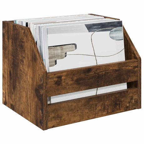 Vidaxl vinyl album doos gerookt eiken 38 x 30 x 29 cm bewerkt hout