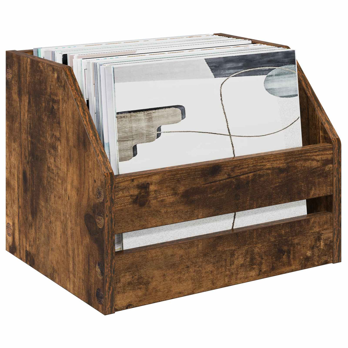 Vidaxl vinyl album doos 2 st gerookt eiken 38 x 30 x 29 cm