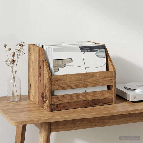 Vidaxl vinyl album doos oud hout 38 x 30 x 29 cm bewerkt hout