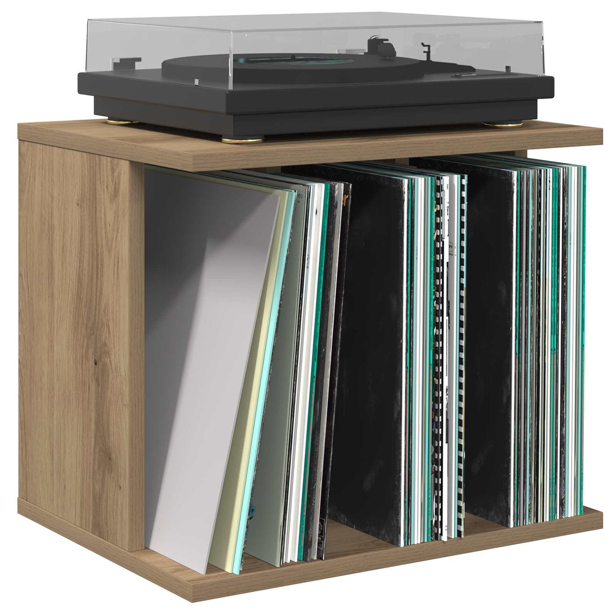 Vidaxl vinyl platenspeler opslag artisanaal eiken 42 x 33 x 36 cm