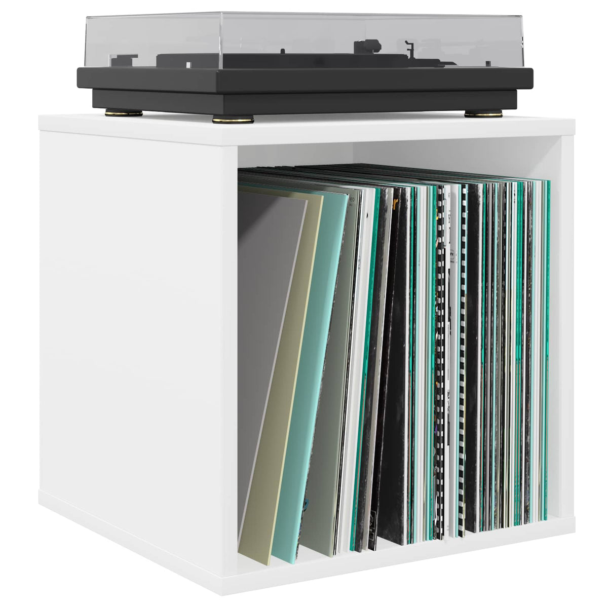 Vidaxl vinyl album doos wit 37 x 36,5 x 38 cm bewerkt hout