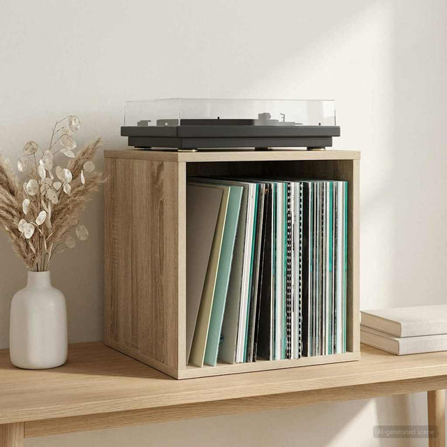 Vidaxl vinyl album doos sonoma eiken 37 x 36,5 x 38 cm bewerkt hout