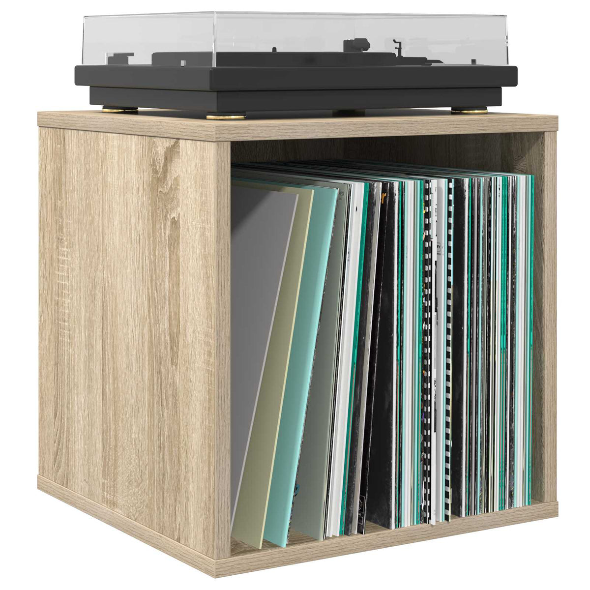 Vidaxl vinyl album doos sonoma eiken 37 x 36,5 x 38 cm bewerkt hout