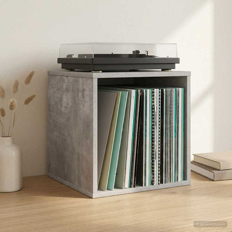 Vidaxl vinyl album doos 2 st betongrijs 37 x 36,5 x 38 cm bewerkt hout