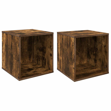 Vidaxl vinyl album doos 2 st gerookt eiken 37 x 36,5 x 38 cm