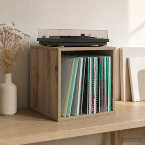 Vidaxl vinyl album doos artisanaal eiken 37 x 36,5 x 38 cm