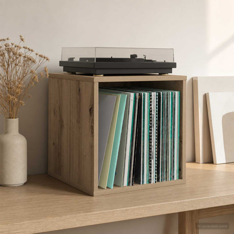 Vidaxl vinyl album doos artisanaal eiken 37 x 36,5 x 38 cm