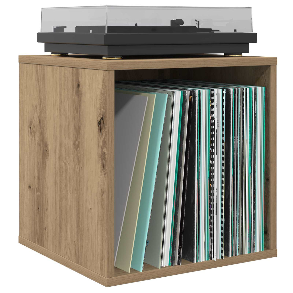 Vidaxl vinyl album doos artisanaal eiken 37 x 36,5 x 38 cm