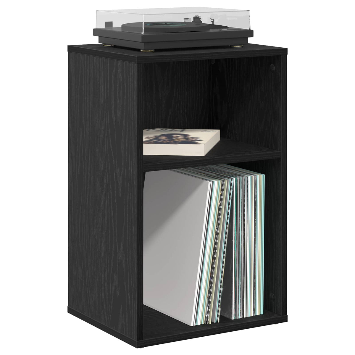 Vidaxl platenkast zwart eiken 38 x 33 x 61 cm bewerkt hout