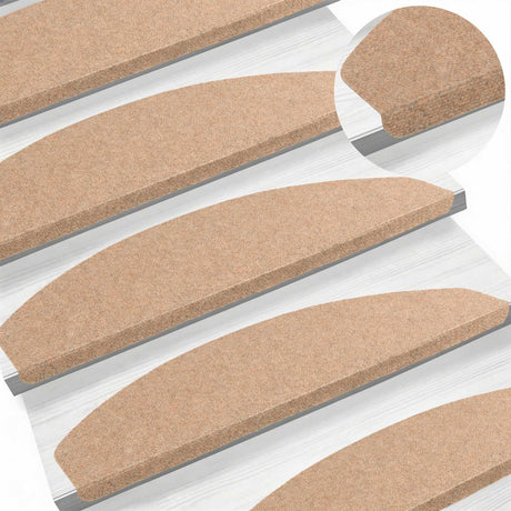 Vidaxl zelfklevende trapmatten 15 st 80 x 24,5 x 3,5 cm beige