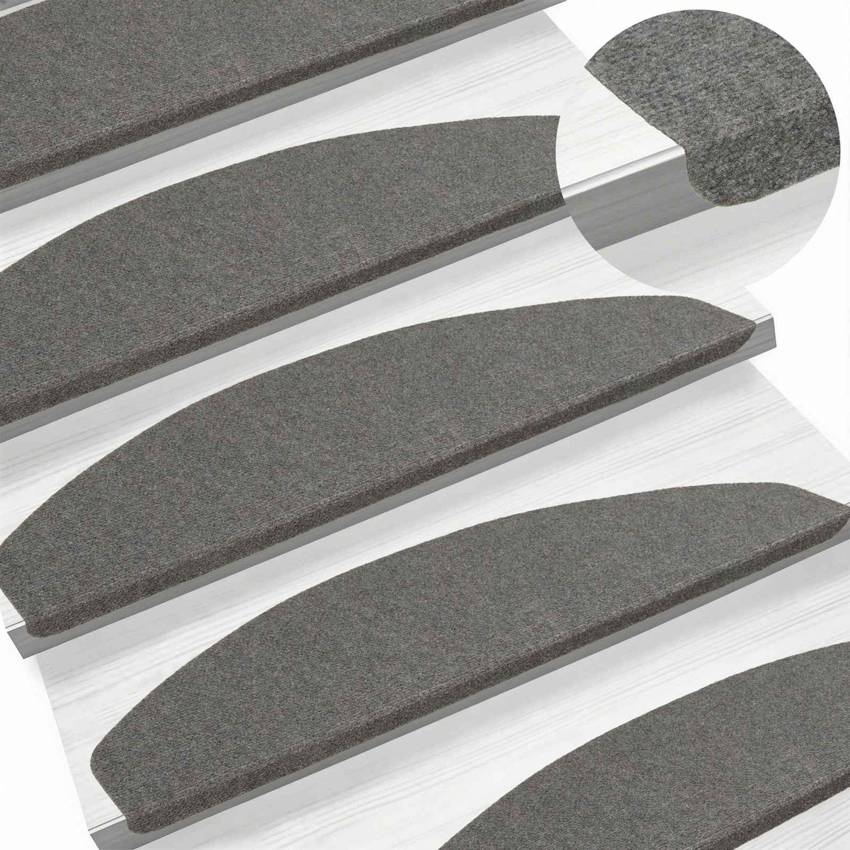 Vidaxl zelfklevende trapmatten 15 st 80 x 24,5 x 3,5 cm grijs