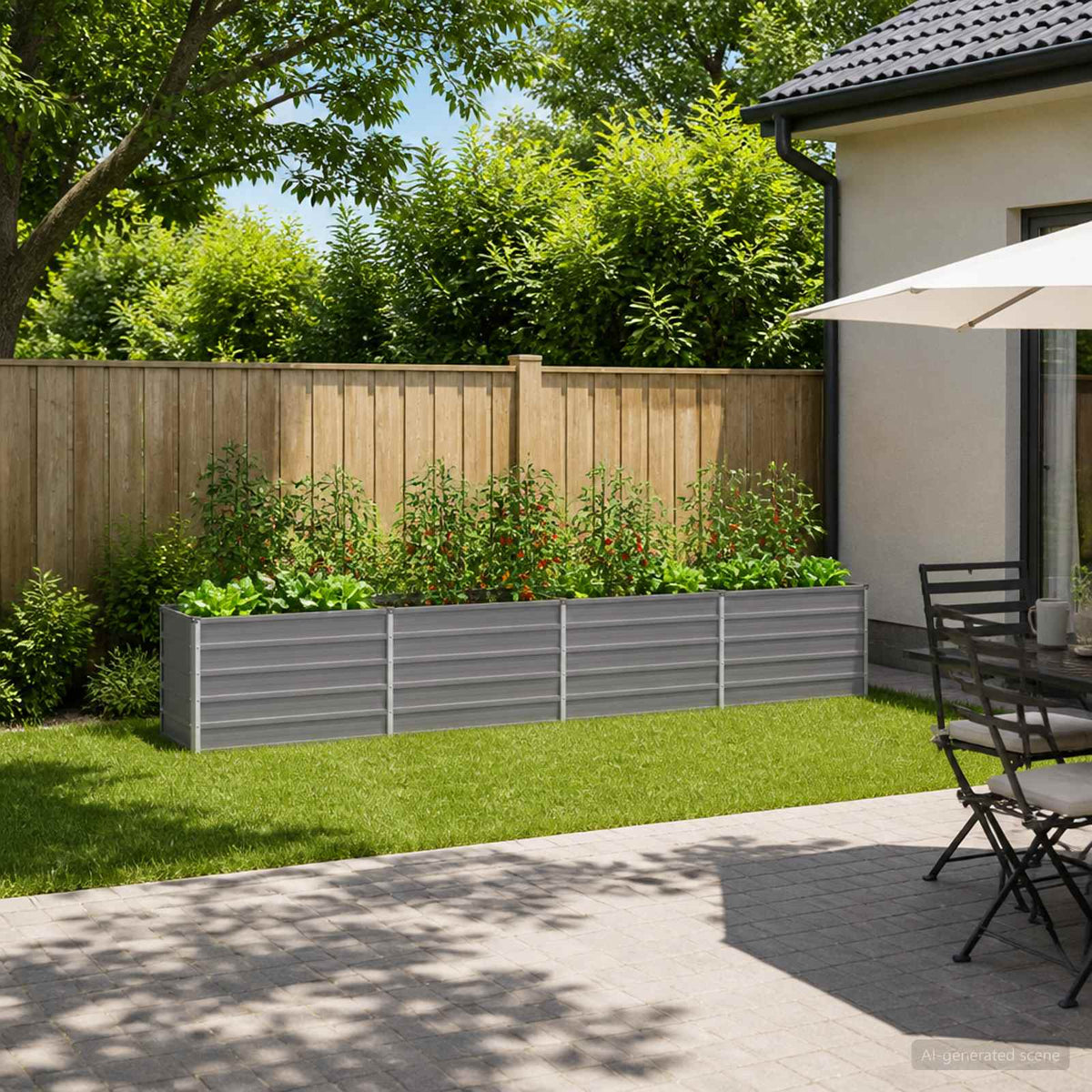 Vidaxl verhoogd tuinbed grijs 320 x 40 x 55 cm koudgewalst staal