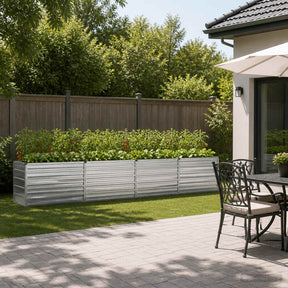 Vidaxl verhoogd tuinbed zilverkleurig 320 x 40 x 55 cm gegalvaniseerd