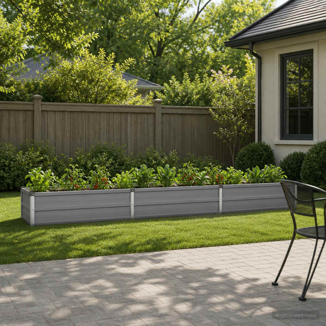 Vidaxl verhoogd tuinbed grijs 240 x 40 x 24 cm koudgewalst staal