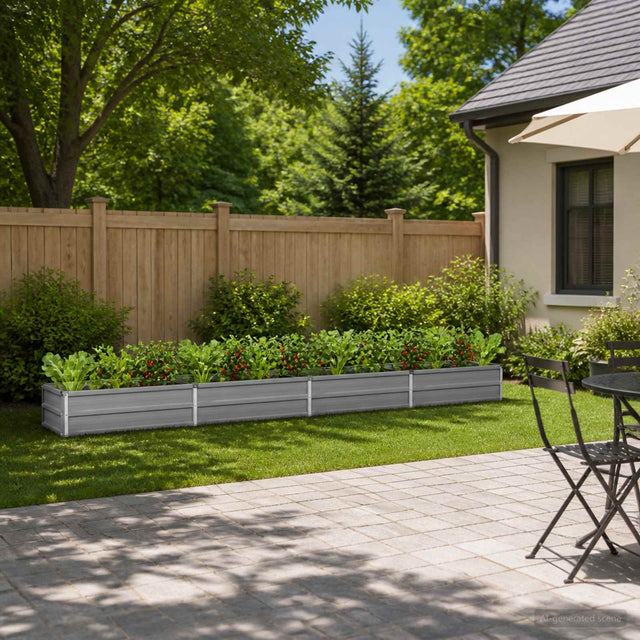 Vidaxl verhoogd tuinbed grijs 320 x 40 x 24 cm koudgewalst staal