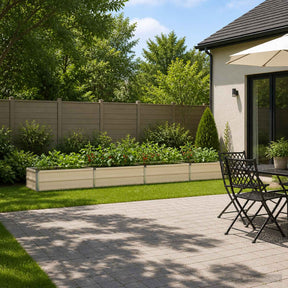 Vidaxl verhoogd tuinbed ivoor 320 x 40 x 24 cm koudgewalst staal