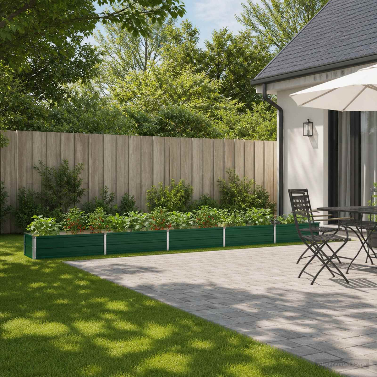 Vidaxl verhoogd tuinbed groen 400 x 40 x 24 cm koudgewalst stalen