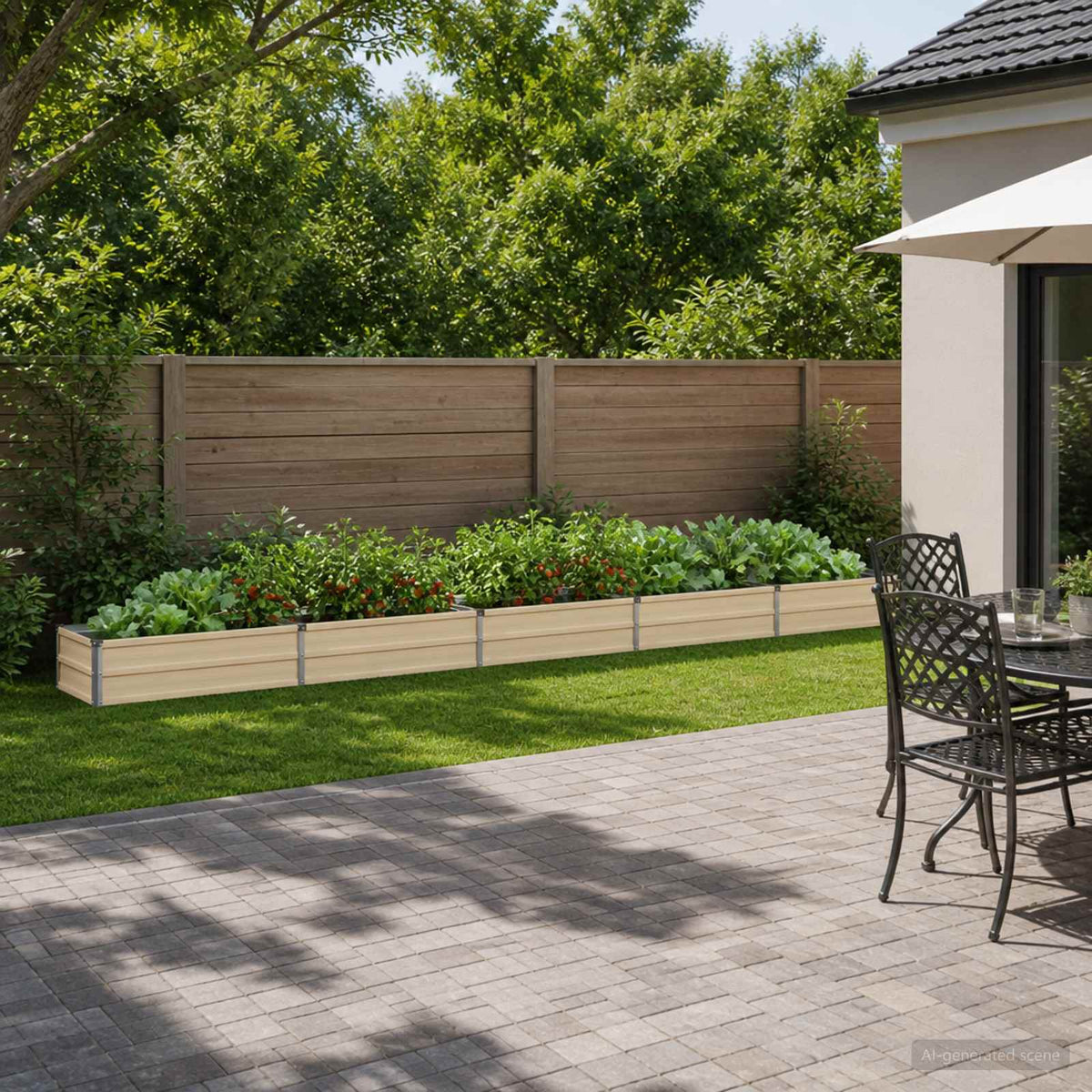 Vidaxl verhoogd tuinbed ivoor 400 x 40 x 24 cm koudgewalst staal