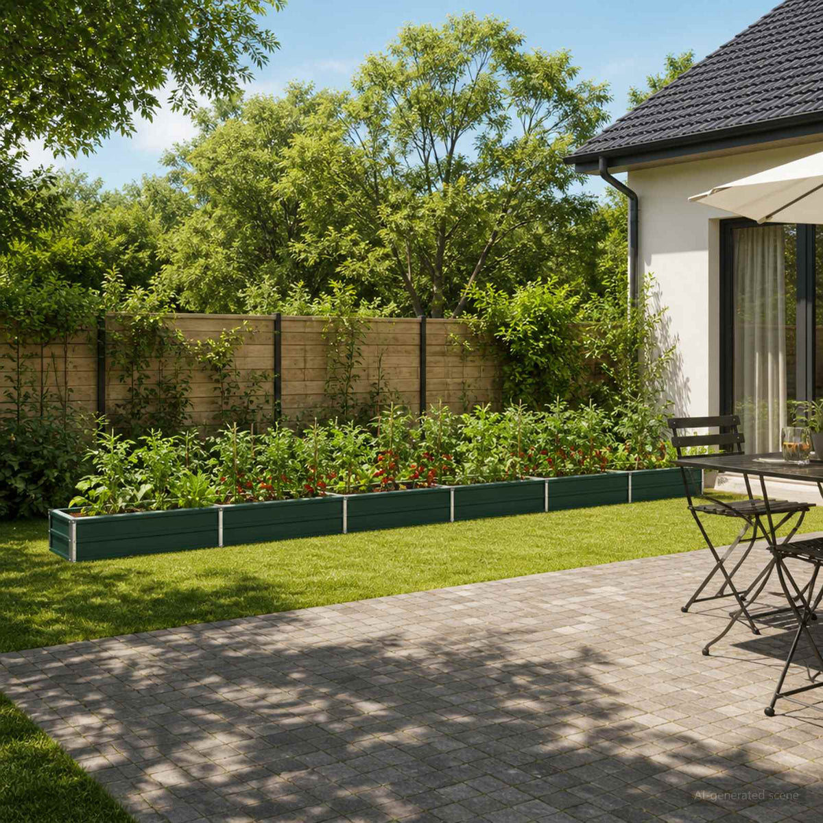 Vidaxl verhoogd tuinbed groen 600 x 40 x 24 cm koudgewalst stalen