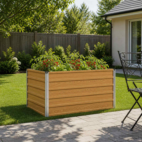 Vidaxl verhoogd tuinbed naturel 100 x 80 x 55 cm koudgewalst staal
