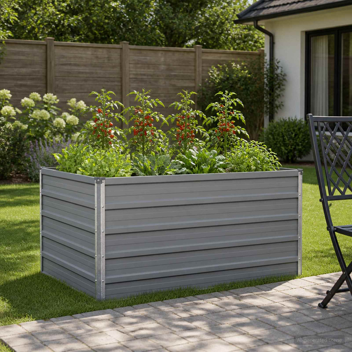 Vidaxl verhoogd tuinbed grijs 100 x 80 x 55 cm koudgewalst staal