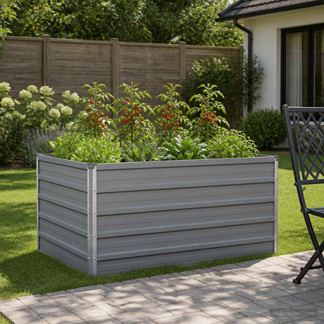 Vidaxl verhoogd tuinbed grijs 100 x 80 x 55 cm koudgewalst staal