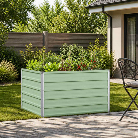 Vidaxl verhoogd tuinbed pastelgroen 100 x 80 x 55 cm koudgewalst staal