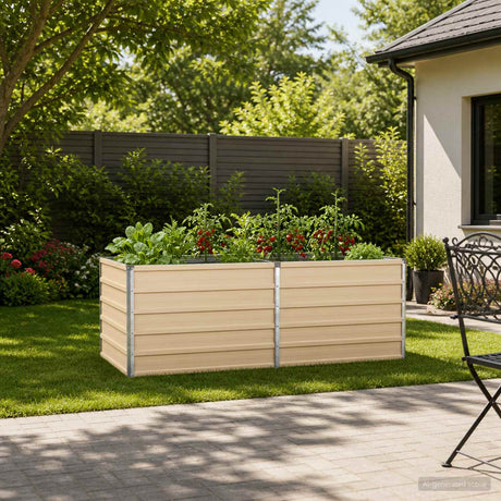 Vidaxl verhoogd tuinbed ivoor 163 x 80 x 55 cm staal