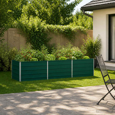 Vidaxl verhoogd tuinbed groen 240 x 80 x 55 cm koudgewalst stalen