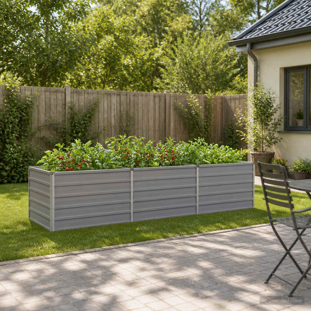 Vidaxl verhoogd tuinbed grijs 240 x 80 x 55 cm koudgewalst staal