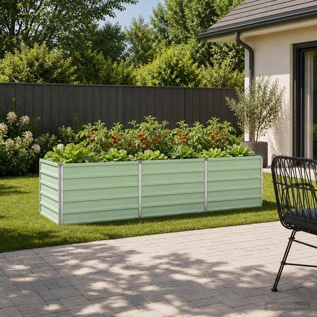 Vidaxl verhoogd tuinbed pastelgroen 240 x 80 x 55 cm koudgewalst staal