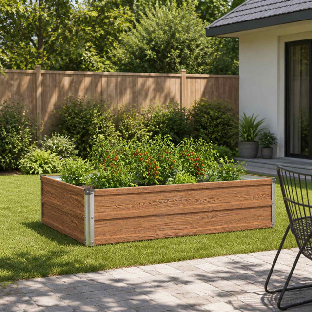 Vidaxl verhoogd tuinbed houtbruin 100 x 80 x 24 cm koudgewalst staal