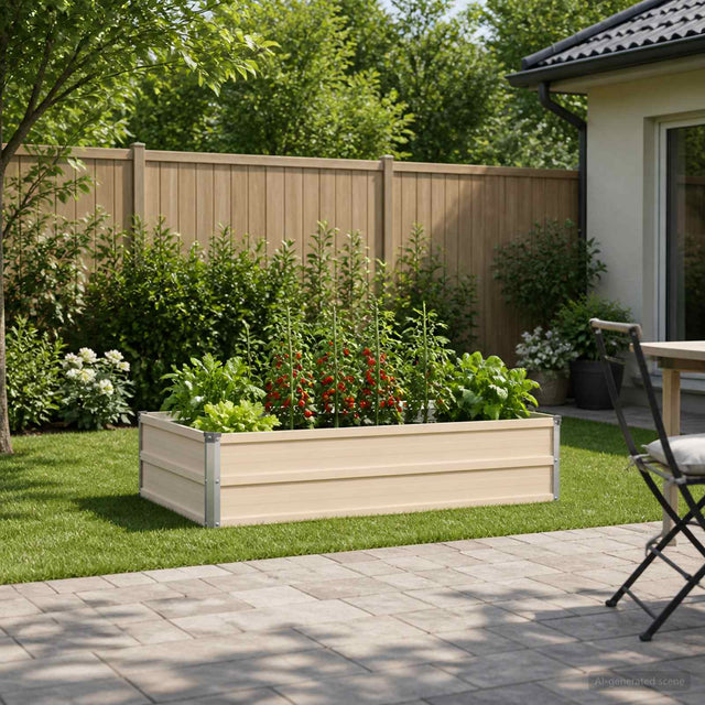 Vidaxl verhoogd tuinbed ivoor 100 x 80 x 24 cm koudgewalst staal